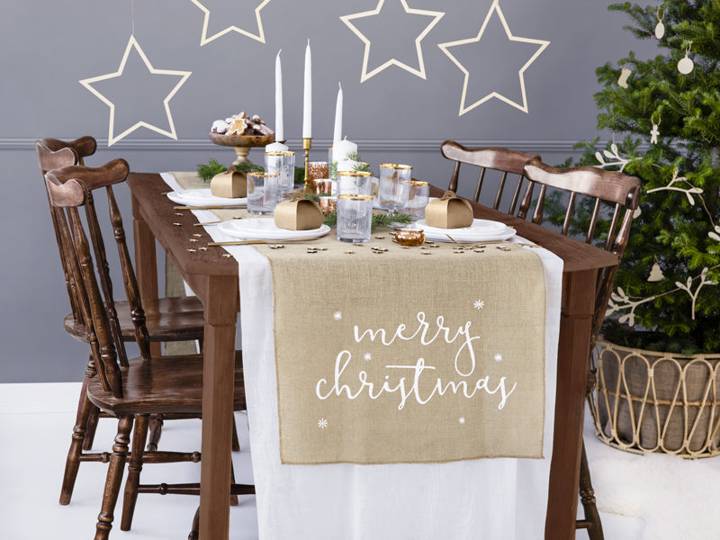 Jute table runner Merry Christmas