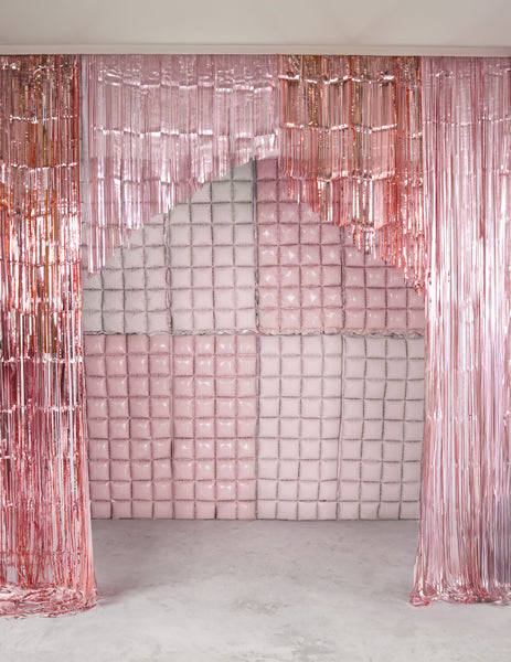 Foil balloon curtain double-sided, light pink