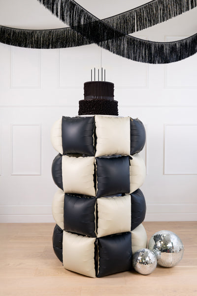 Foil balloon curtain double-sided Square, black-beige