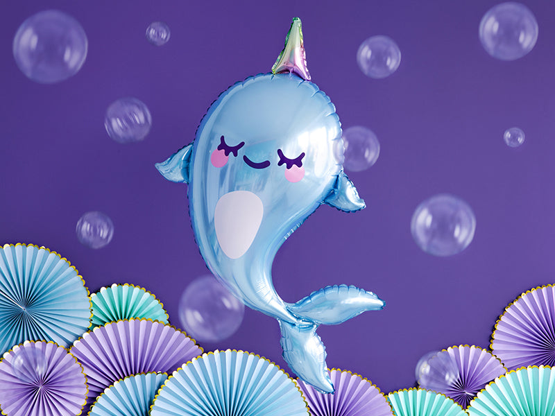 Foil balloon Narwhal, 53x87cm, mix - Teminis.lt