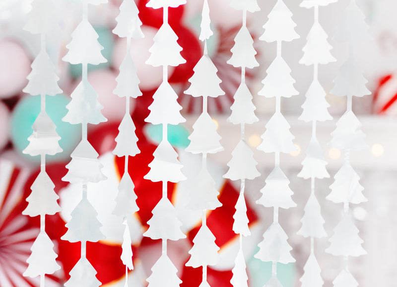 Party curtain - Christmas trees, silver