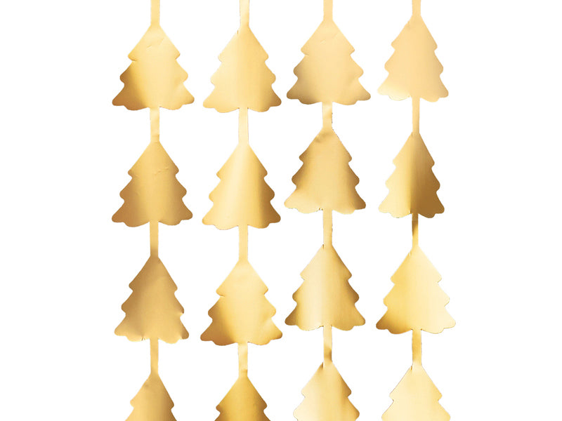 Party curtain - Christmas trees, gold