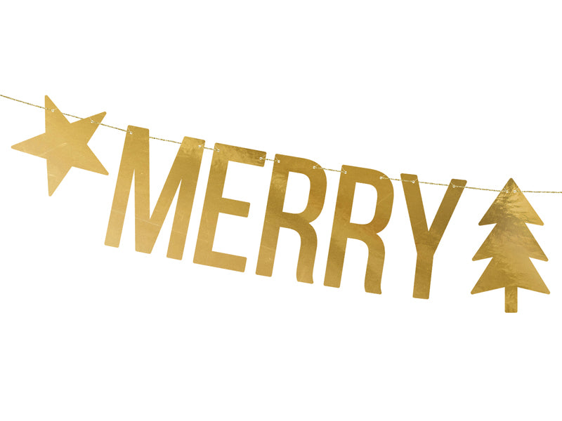 Banner Merry Christmas, gold