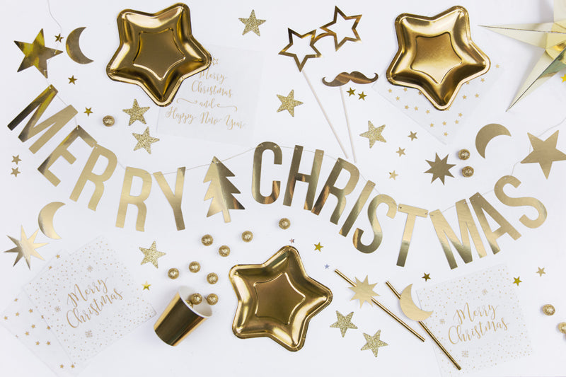 Banner Merry Christmas, gold