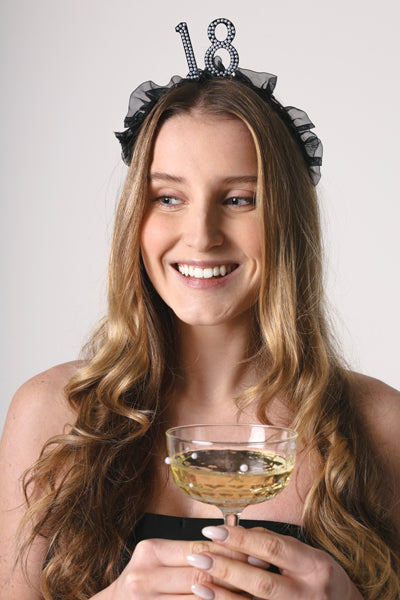 Headband ''18'' with ruffles and pearls