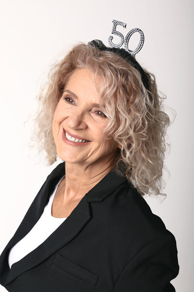 Headband ''50'' with ruffles and pearls