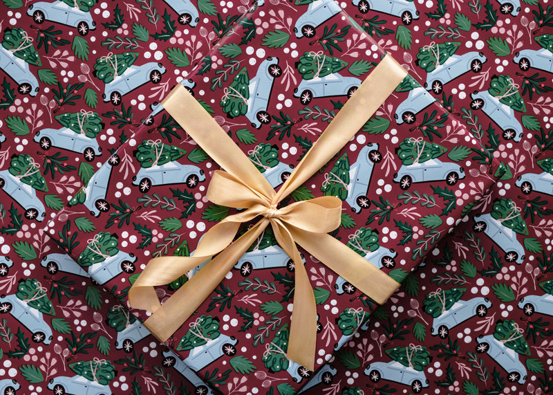 Wrapping paper - Christmas car