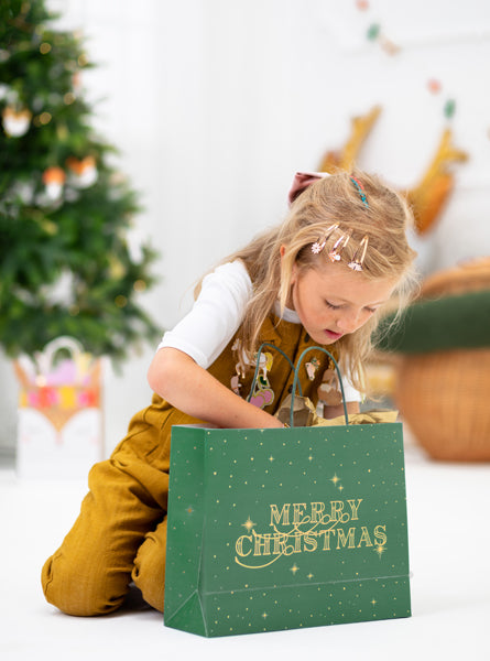 Gift bag Merry Christmas, bottle green