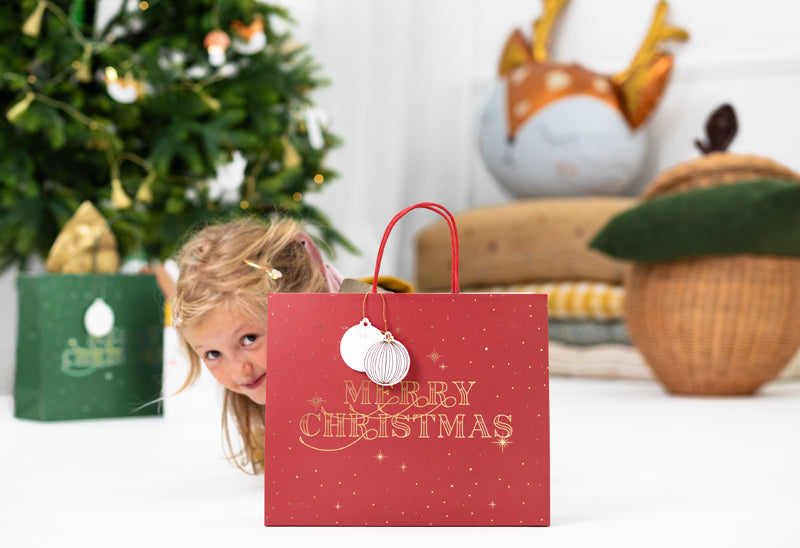 Gift bag Merry Christmas, deep red