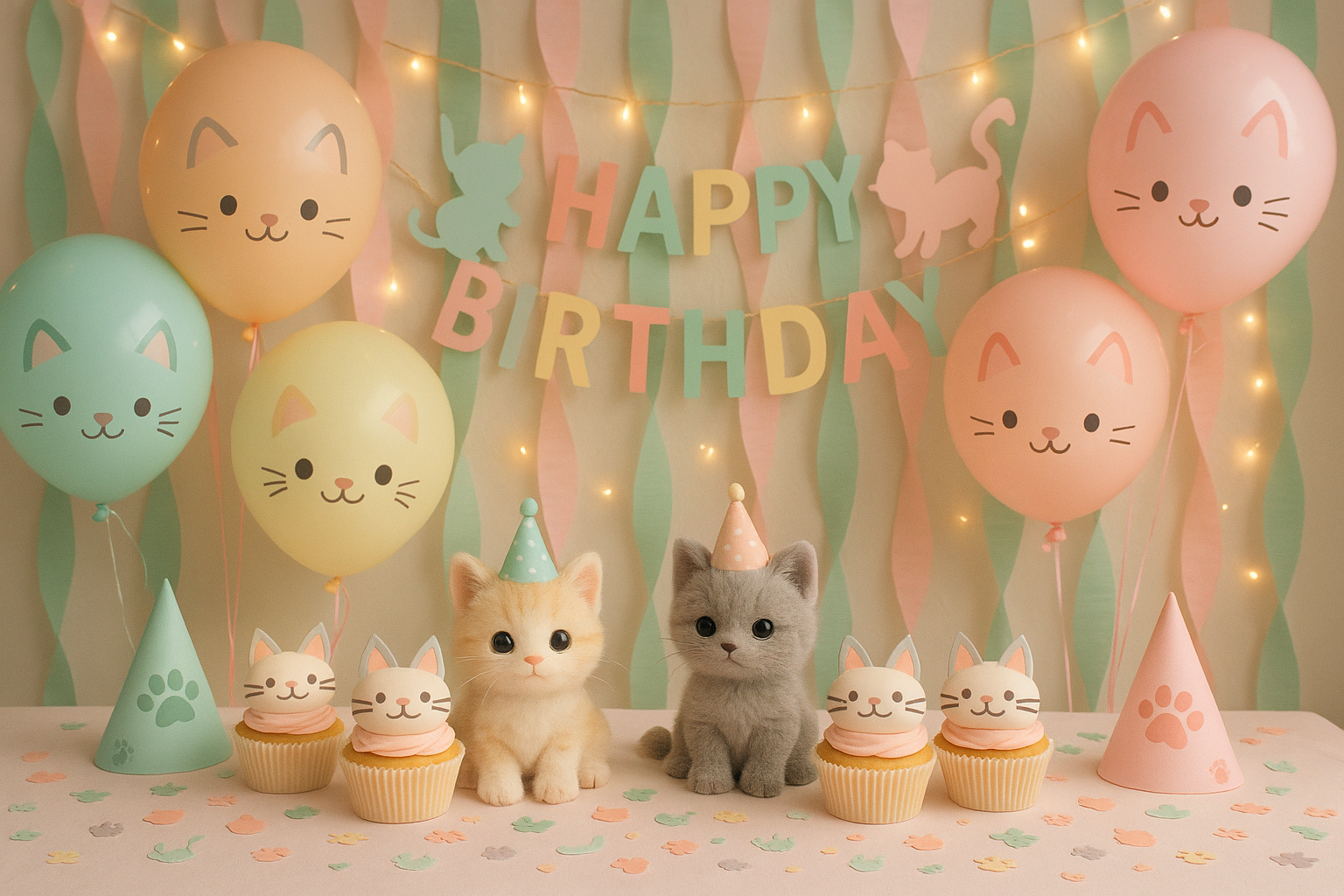 Kitten themed party decorations