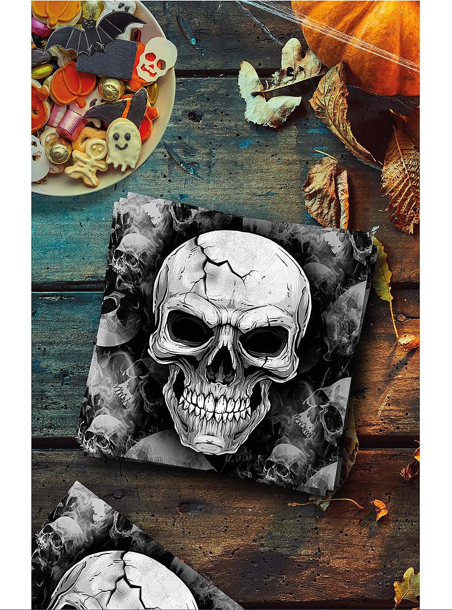 12 Halloween Skull Napkins (33 x 33 cm) - Teminis.lt