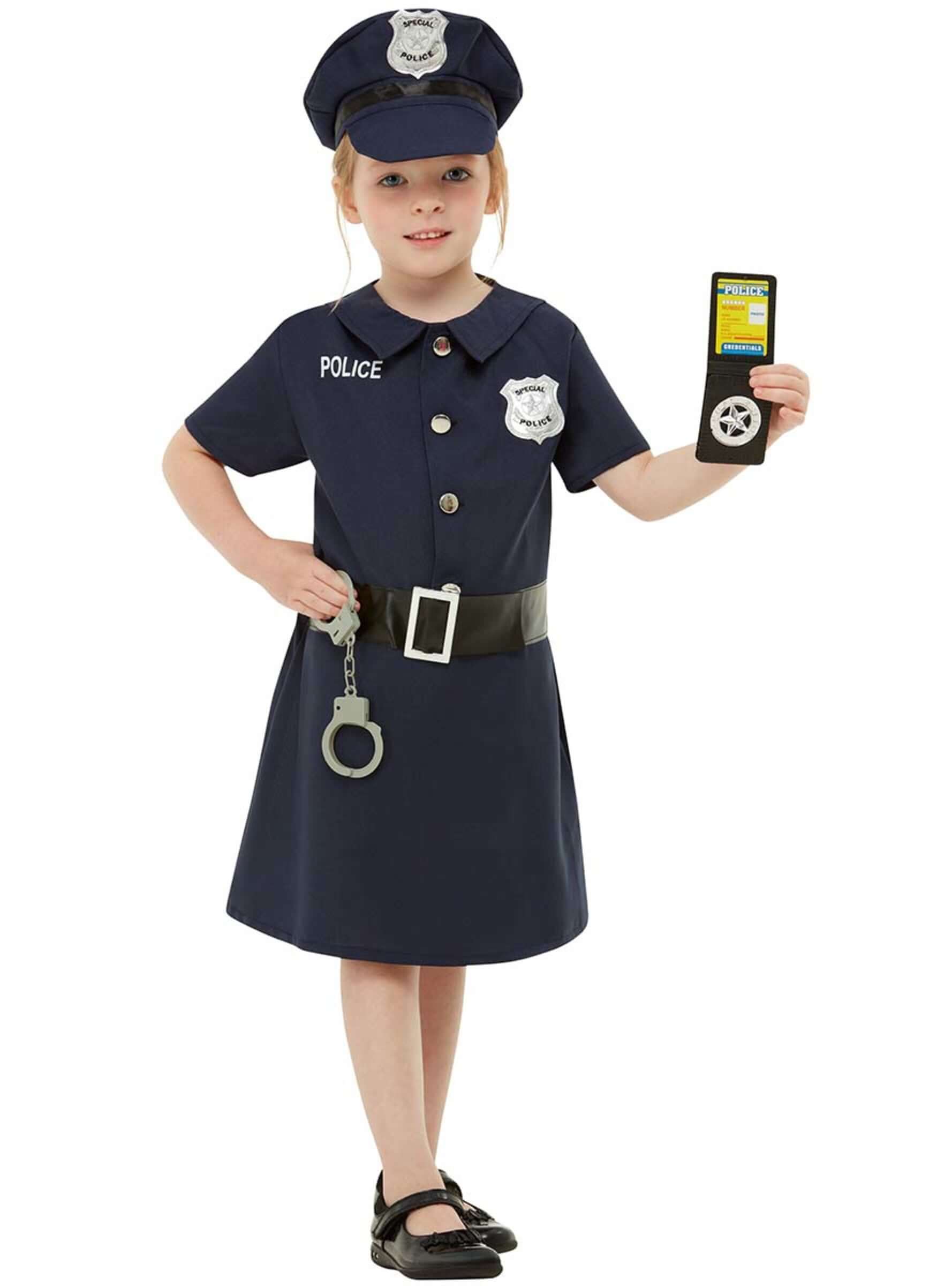 Police Costume for Girls - Officer Dress with Hat and Belt