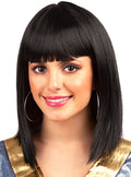 Short black wig with fringe
