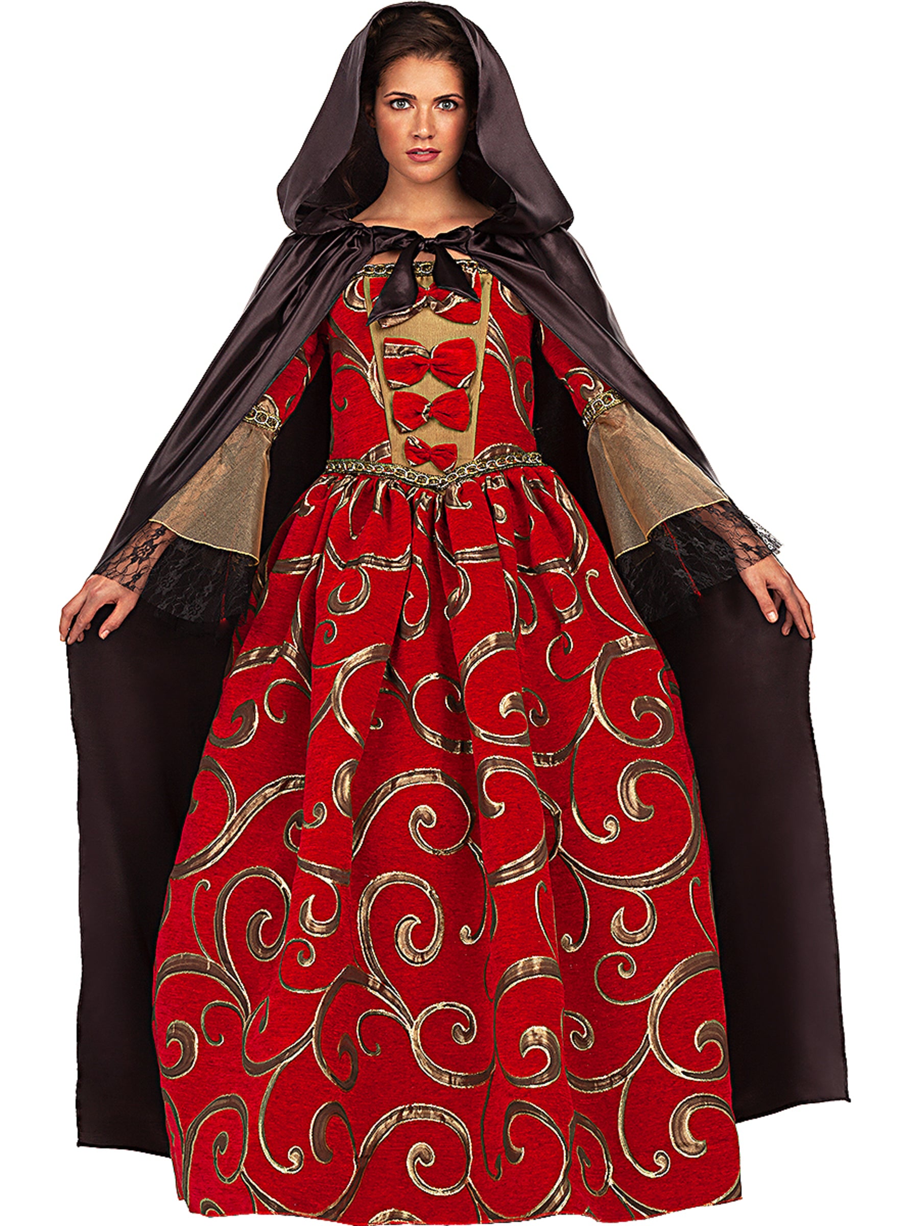 Black Satin Hooded Cape