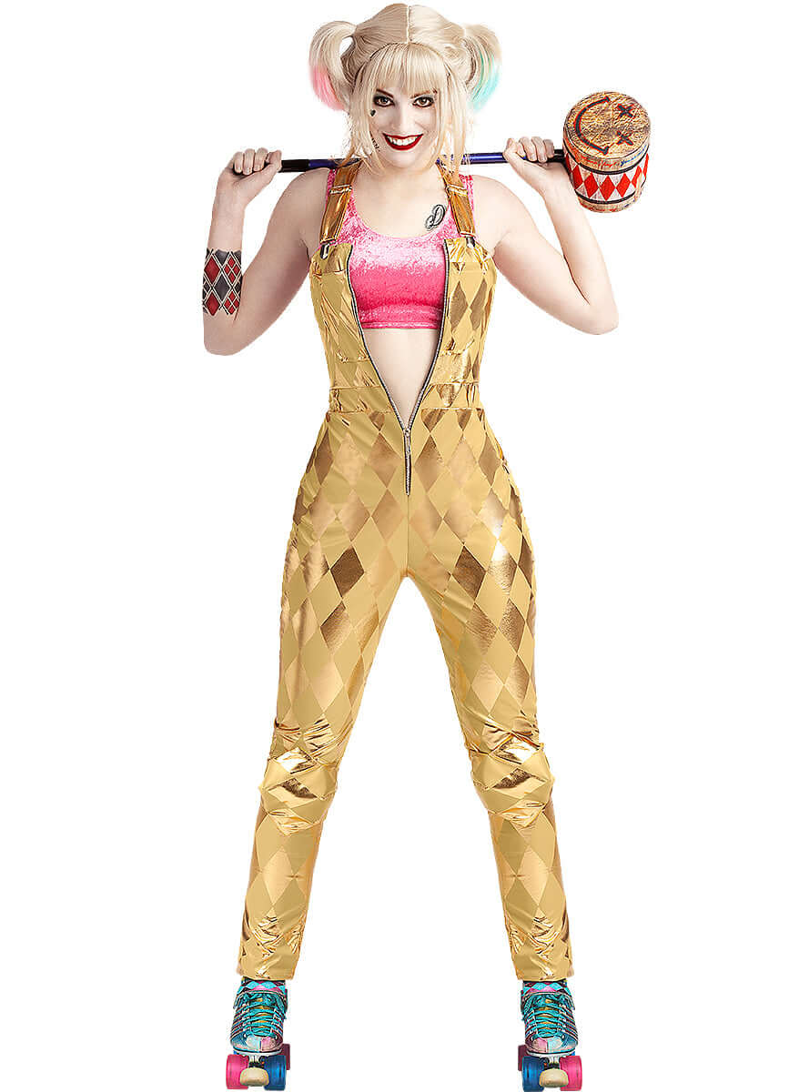 Harley Quinn Costume for Women – Birds of Prey Gold Jumpsuit