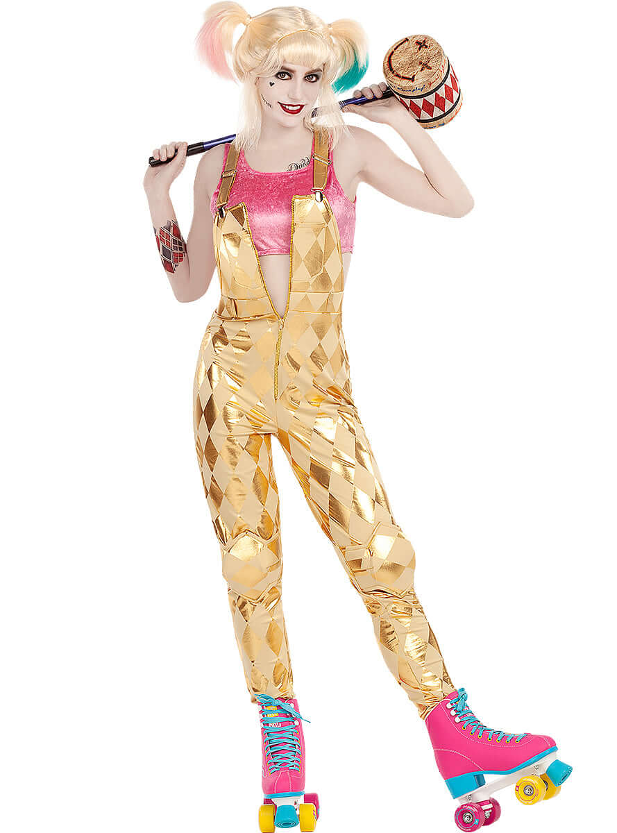 Harley Quinn Costume for Women – Birds of Prey Gold Jumpsuit