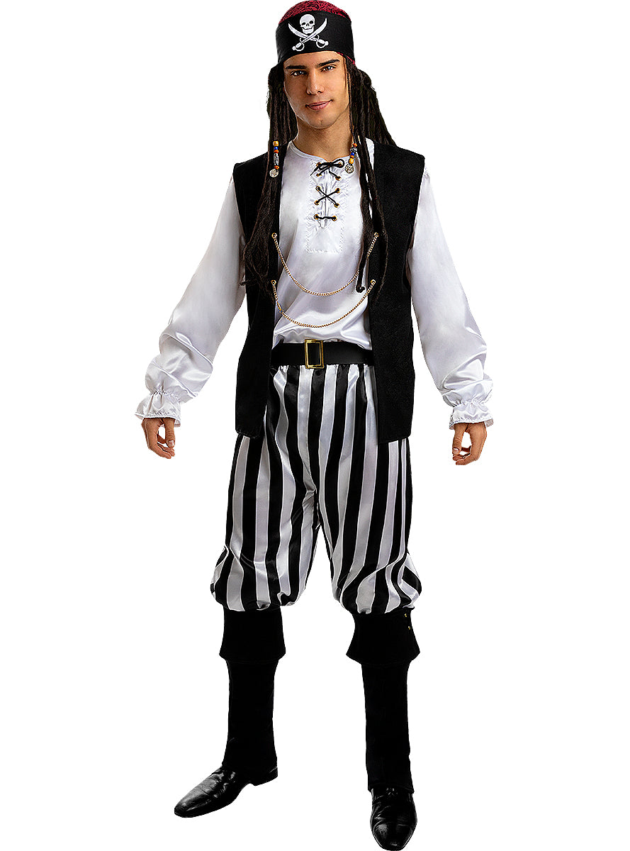 Striped Pirate Costume for Men - Black and White Collection