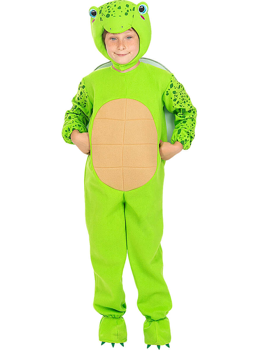 Turtle Costume for Kids – Green Shell Jumpsuit with Hood