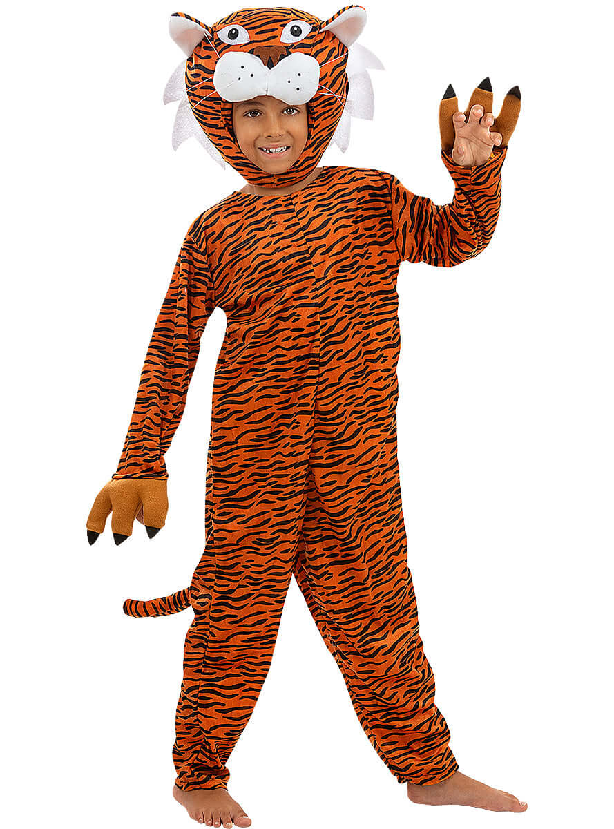 Tiger Costume for Kids with Tail & Headpiece - Jumpsuit