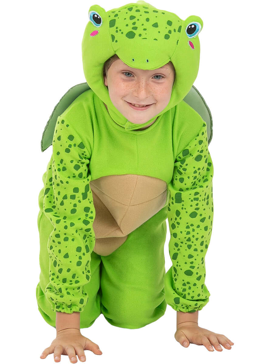 Turtle Costume for Kids – Green Shell Jumpsuit with Hood