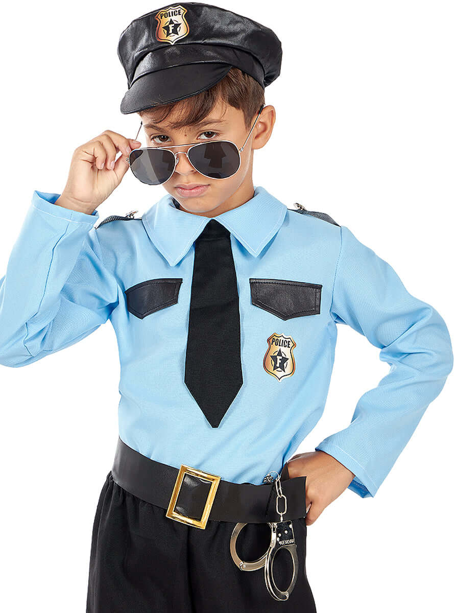 Police Costume for Boys - Officer Uniform with Hat and Tie