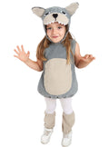 Wolf Costume for Kids – Plush Gray Tunic with Tail & Hat