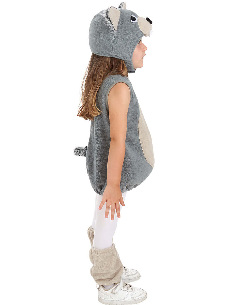 Wolf Costume for Kids – Plush Gray Tunic with Tail & Hat