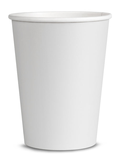 8 White Cups - Plain Colours