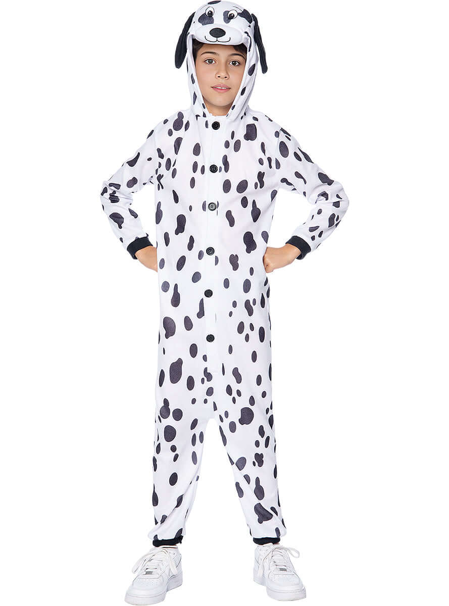 Dalmatian Onesie Costume for Kids with Hood, Ears & Tail - Spotted