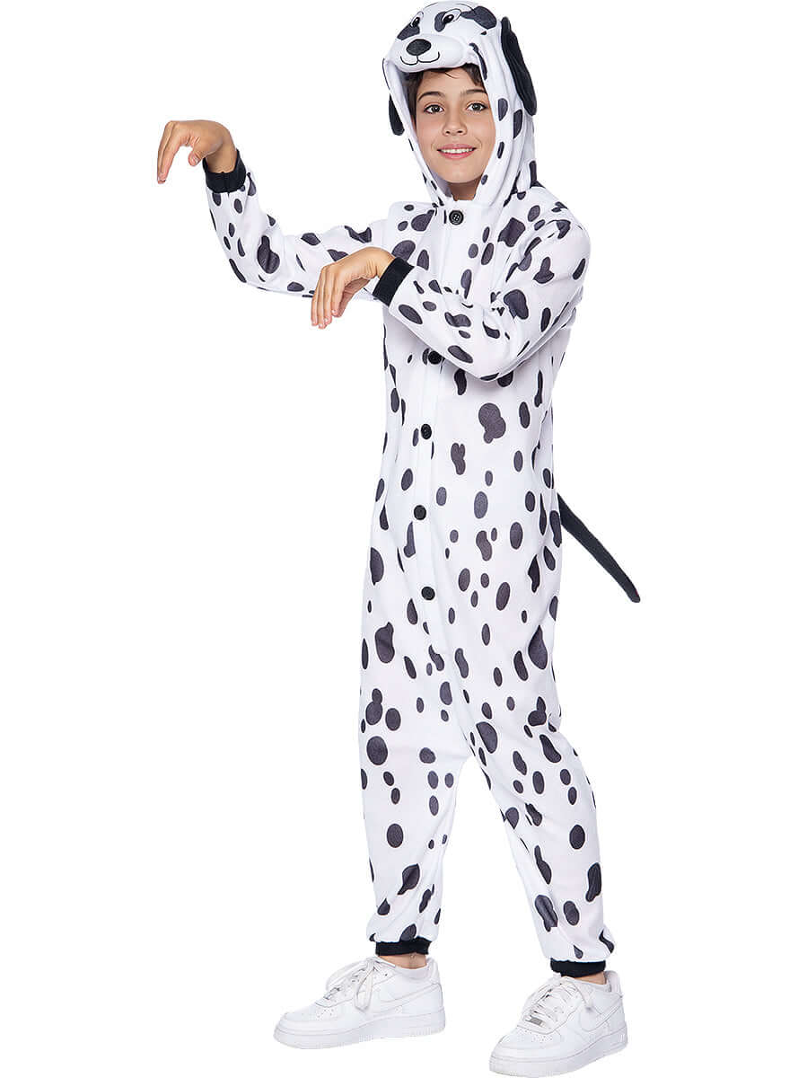 Dalmatian Onesie Costume for Kids with Hood, Ears & Tail - Spotted