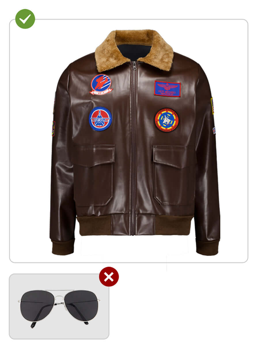 Top Gun Aviator Jacket – Brown Leather with Official Patches