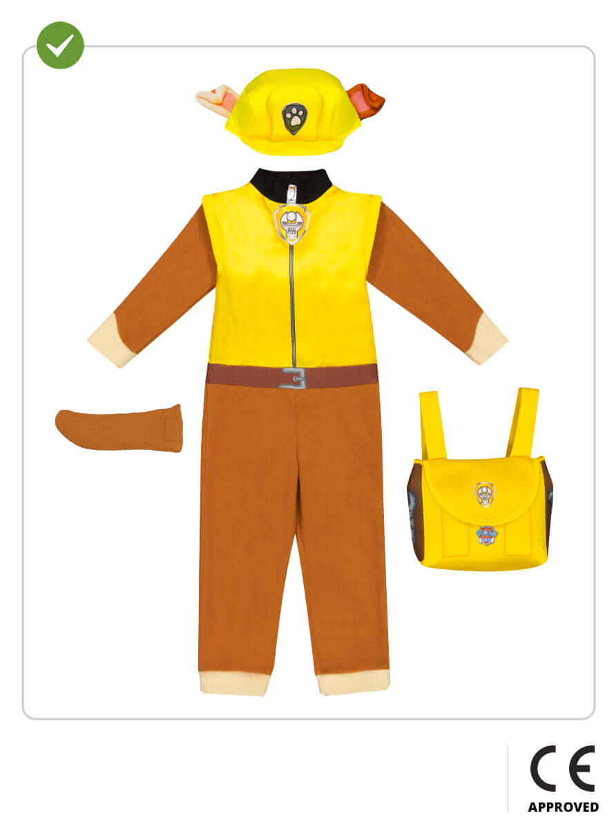 Paw Patrol Rubble Costume for Kids - Official Jumpsuit & Hat