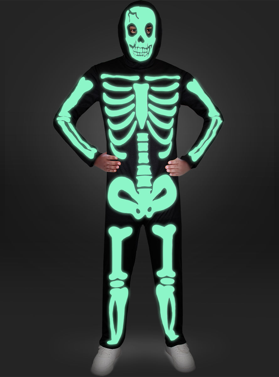 Glow in the dark skeleton costume for kids