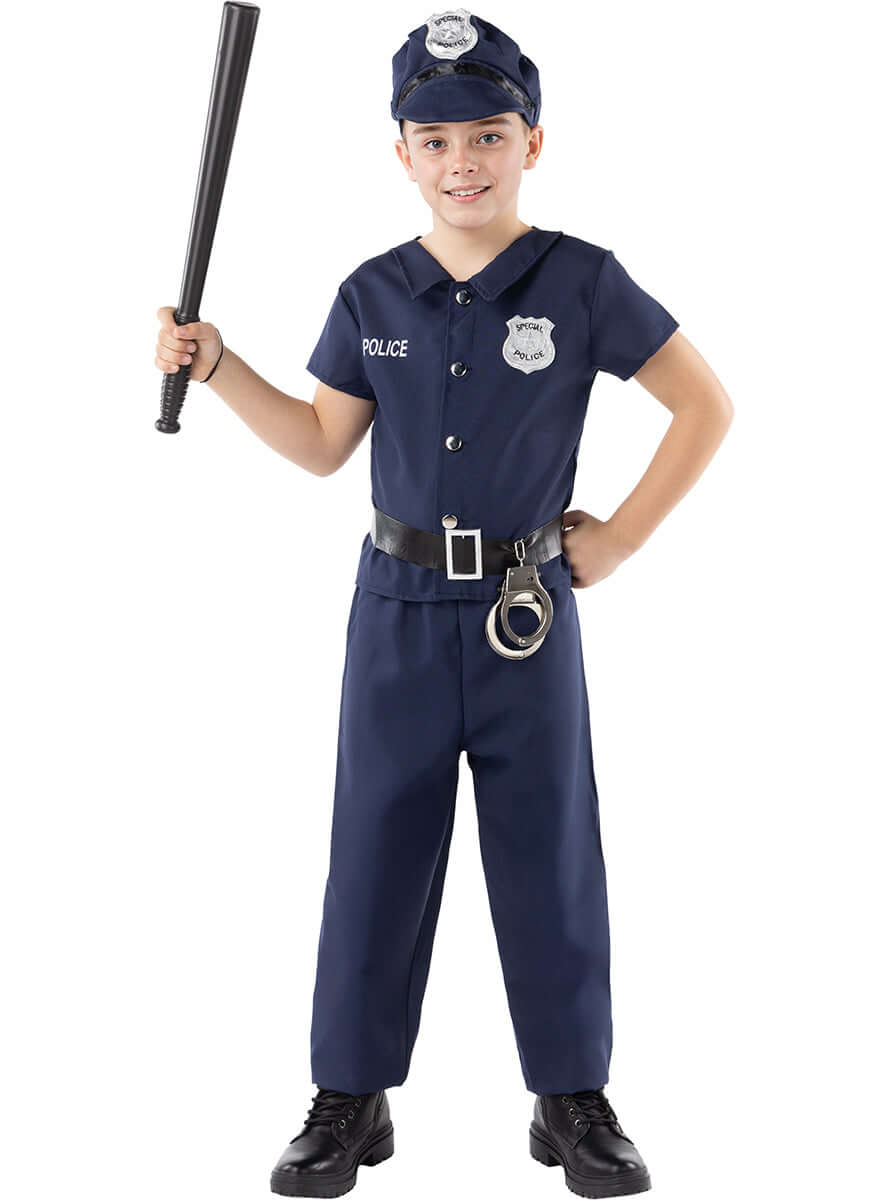 Police Costume for Kids - Officer Uniform with Hat and Belt