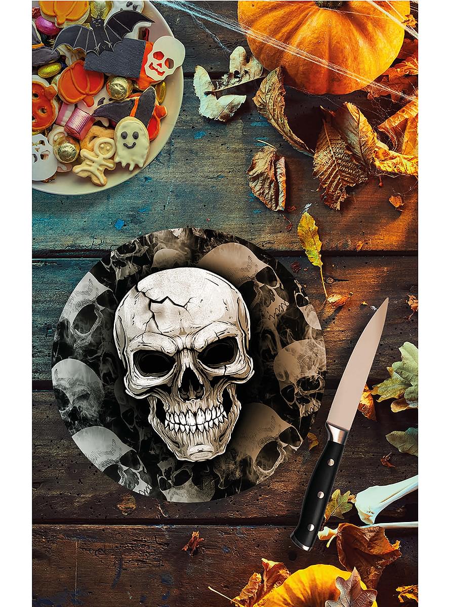 6 Halloween Skull Plates (23 cm) - Teminis.lt