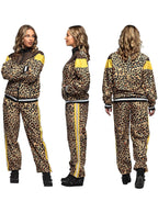 80-ųjų sportinis kostiumas su leopardo raštu
