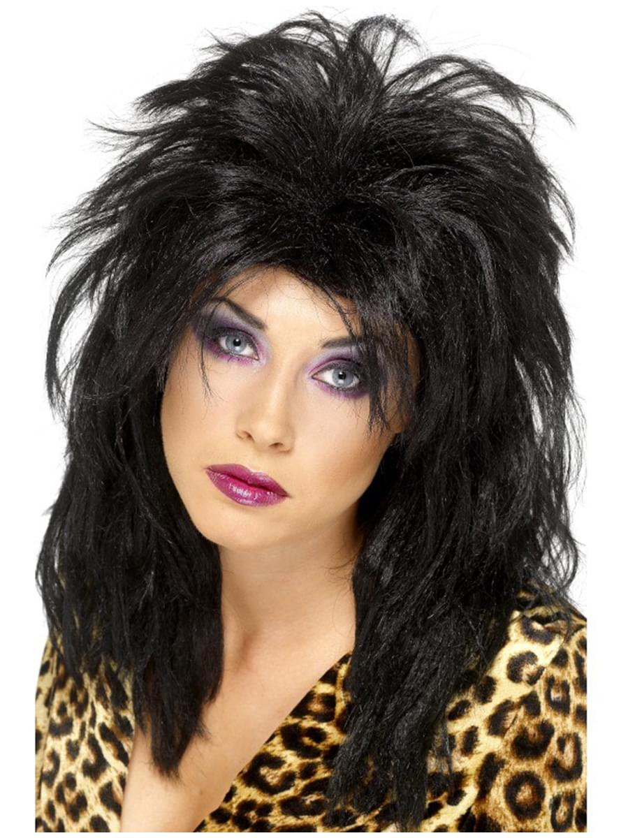 Karnavaliniai kostiumai, teminių vakarėlių apranga 80s Style Black Wig for Women - Teminis.lt #karnavaliniai kostiumai #teminiai vakareliai