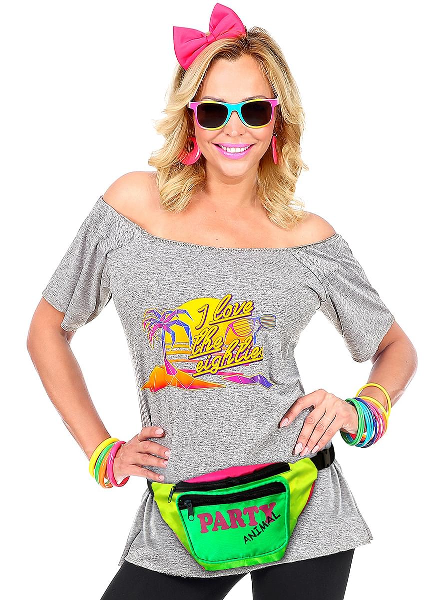 Karnavaliniai kostiumai, teminių vakarėlių apranga 80s Neon Fanny Pack - Teminis.lt #karnavaliniai kostiumai #teminiai vakareliai