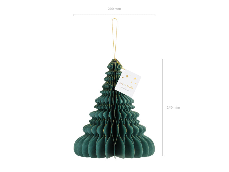 Kalėdų eglutės popierinė korio formos puošmena, 24 cm