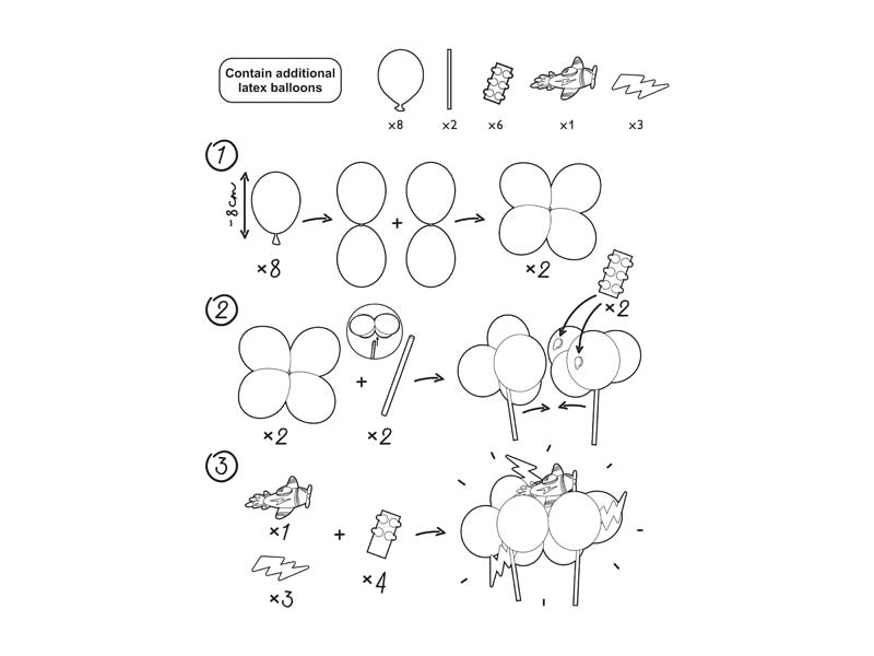 Balloon cake topper Plane - Teminis.lt