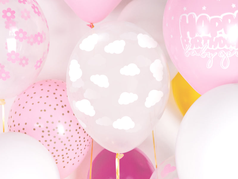 Balloons 30cm, Clouds, Crystal Clear - Teminis.lt