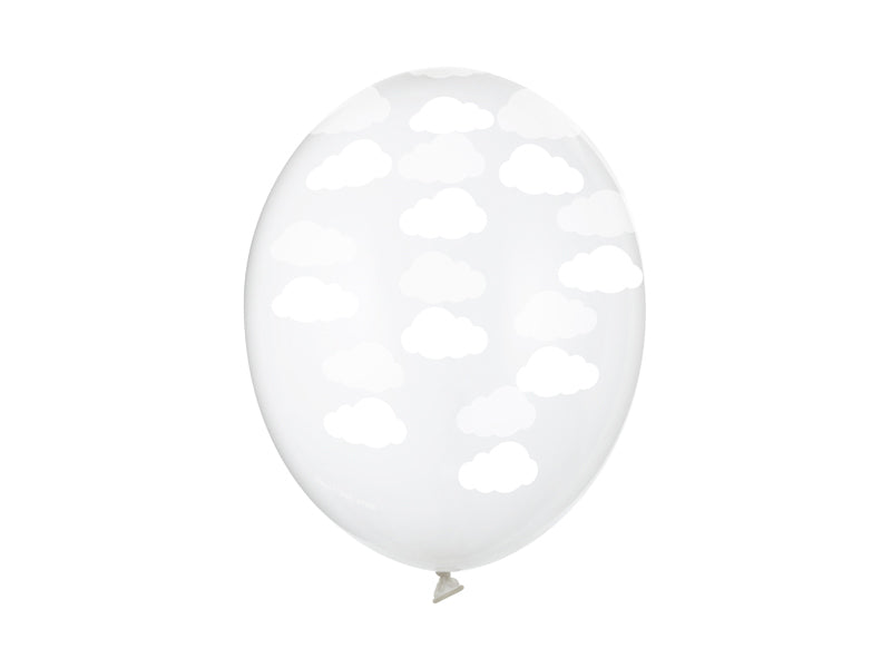 Balloons 30cm, Clouds, Crystal Clear - Teminis.lt