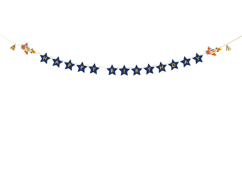 Banner Happy Birthday Airplanes - Teminis.lt