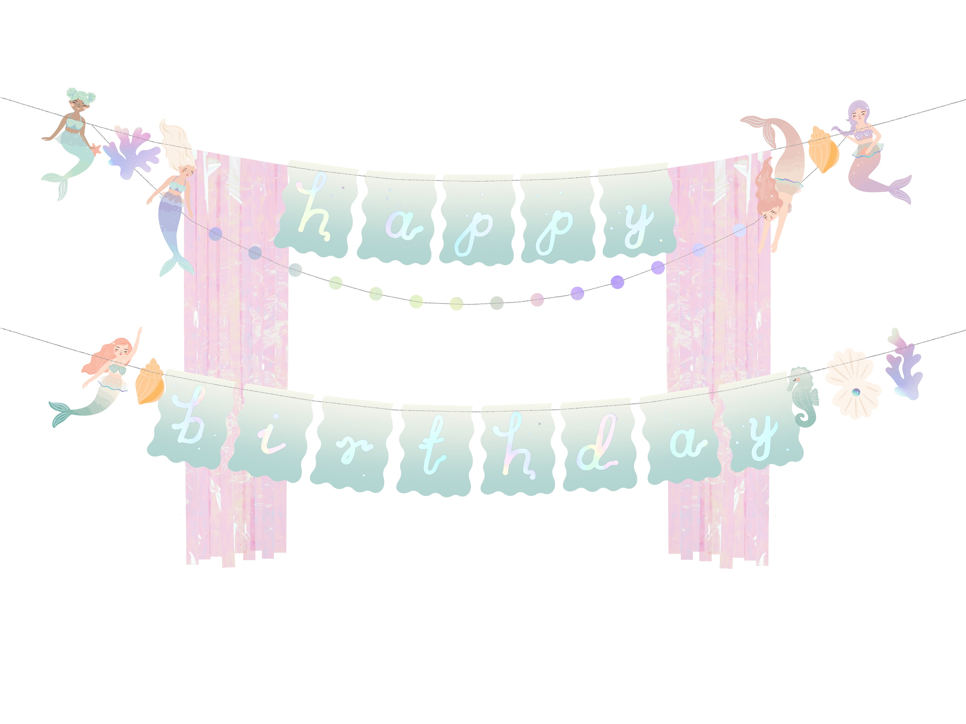 Banner Happy Birthday Mermaid - Teminis.lt