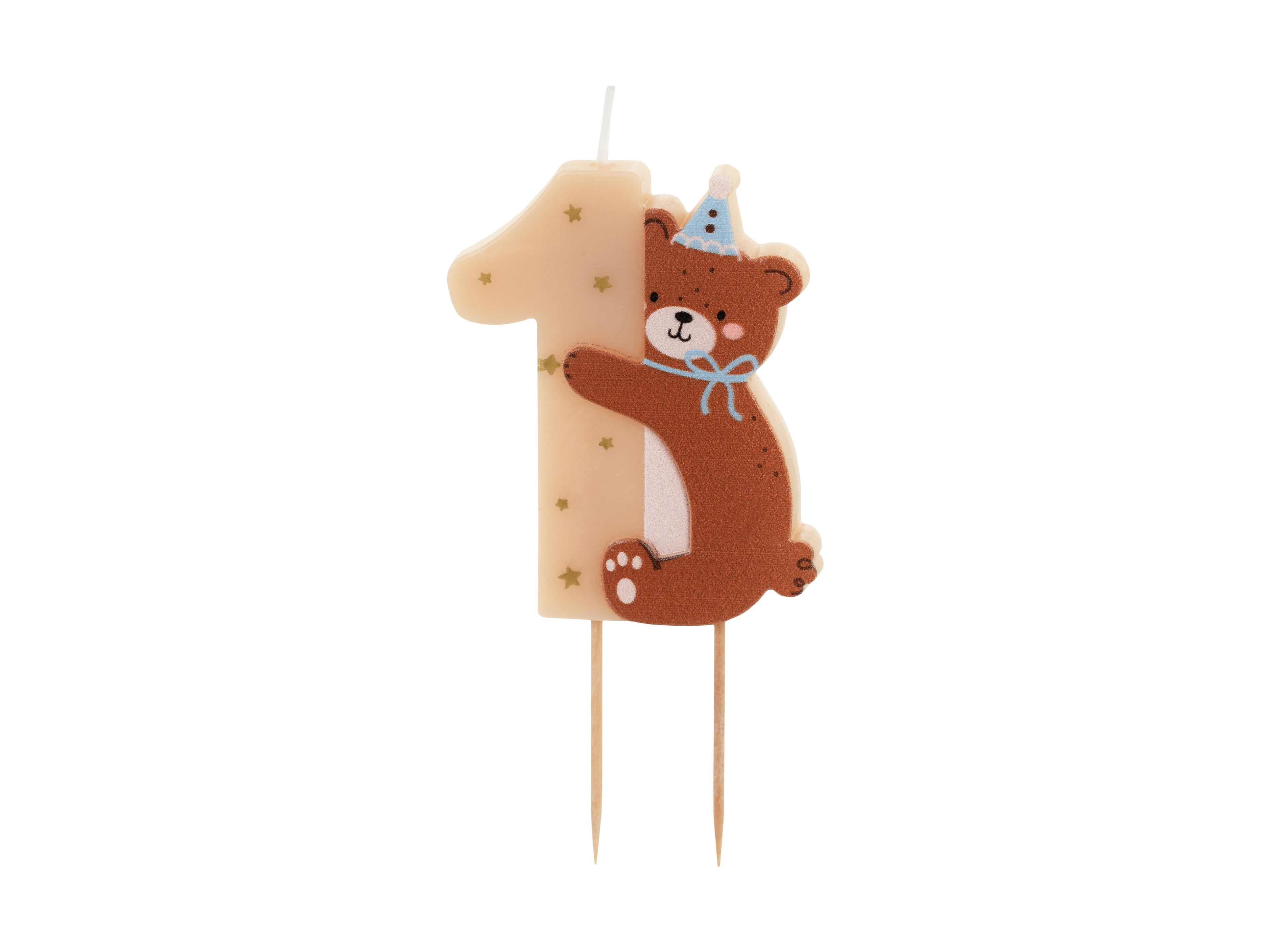 Birthday candle Number 1 with Teddy bear - Teminis.lt