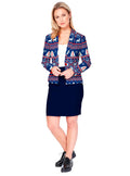 Women's Blue Christmas Jacket – Festive Holiday Outerwear Teminis.lt