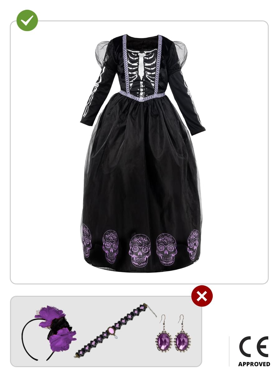 Catrina Day of the Dead Costume for girls - Teminis.lt