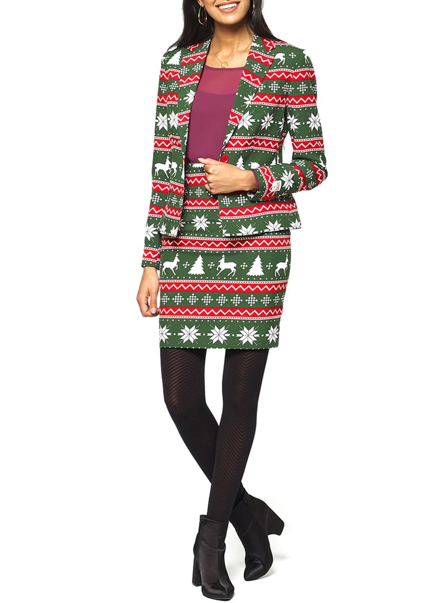 Women's Festive Green Christmas Suit - Holiday Style Teminis.lt