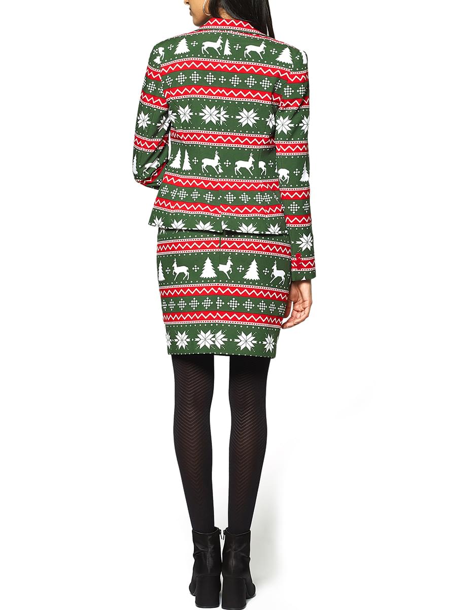Women's Festive Green Christmas Suit - Holiday Style Teminis.lt