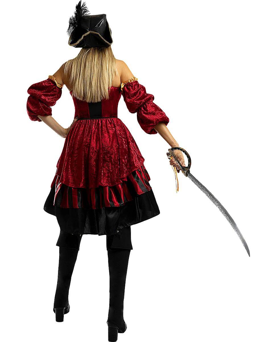 Corsair Pirate Costume for Women – Elegant Maroon Set